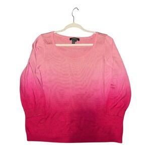 Lauren Ralph Lauren Pink Ombre 3/4 Sleeve Top, Women's Size 1x